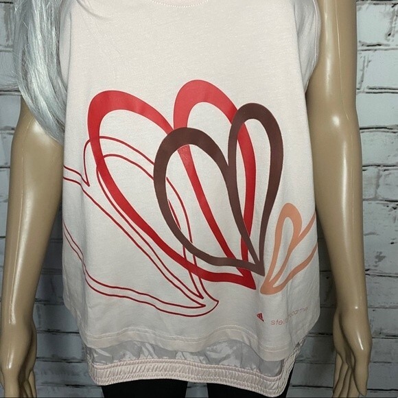 Adidas & Stella McCartney Pink Layer Heart Tank Size Small - Picture 3 of 10